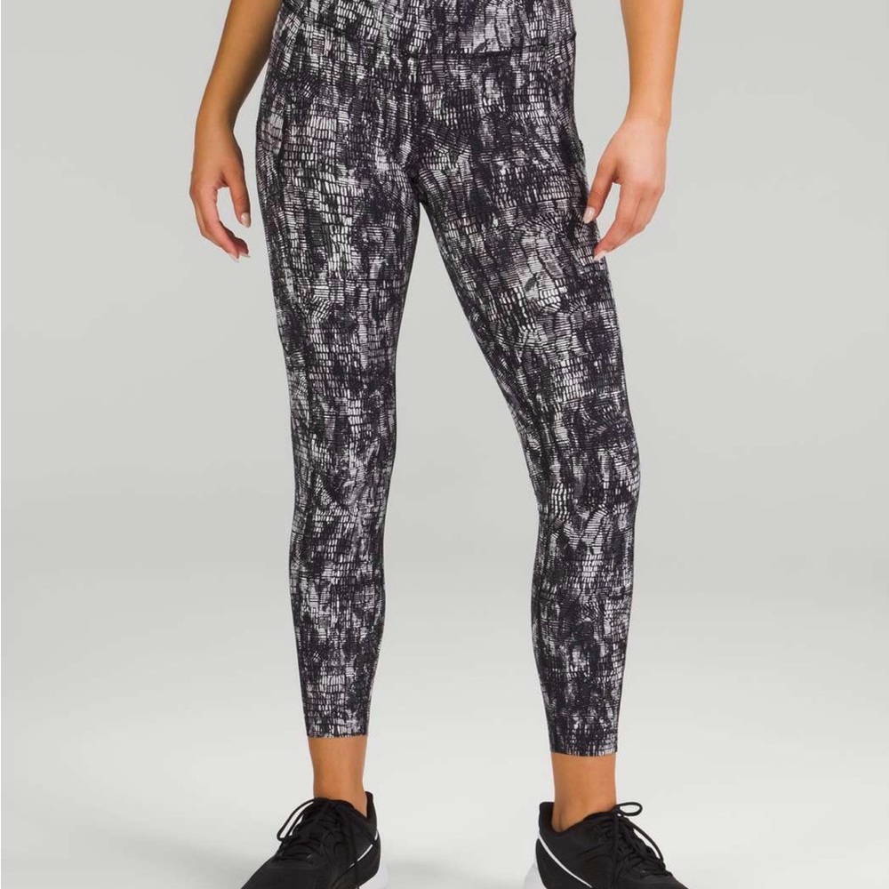 lululemon athletica Black, White & Tan Patterned Leggings
